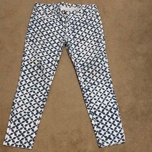 Michael kors cropped jeans in blue and white